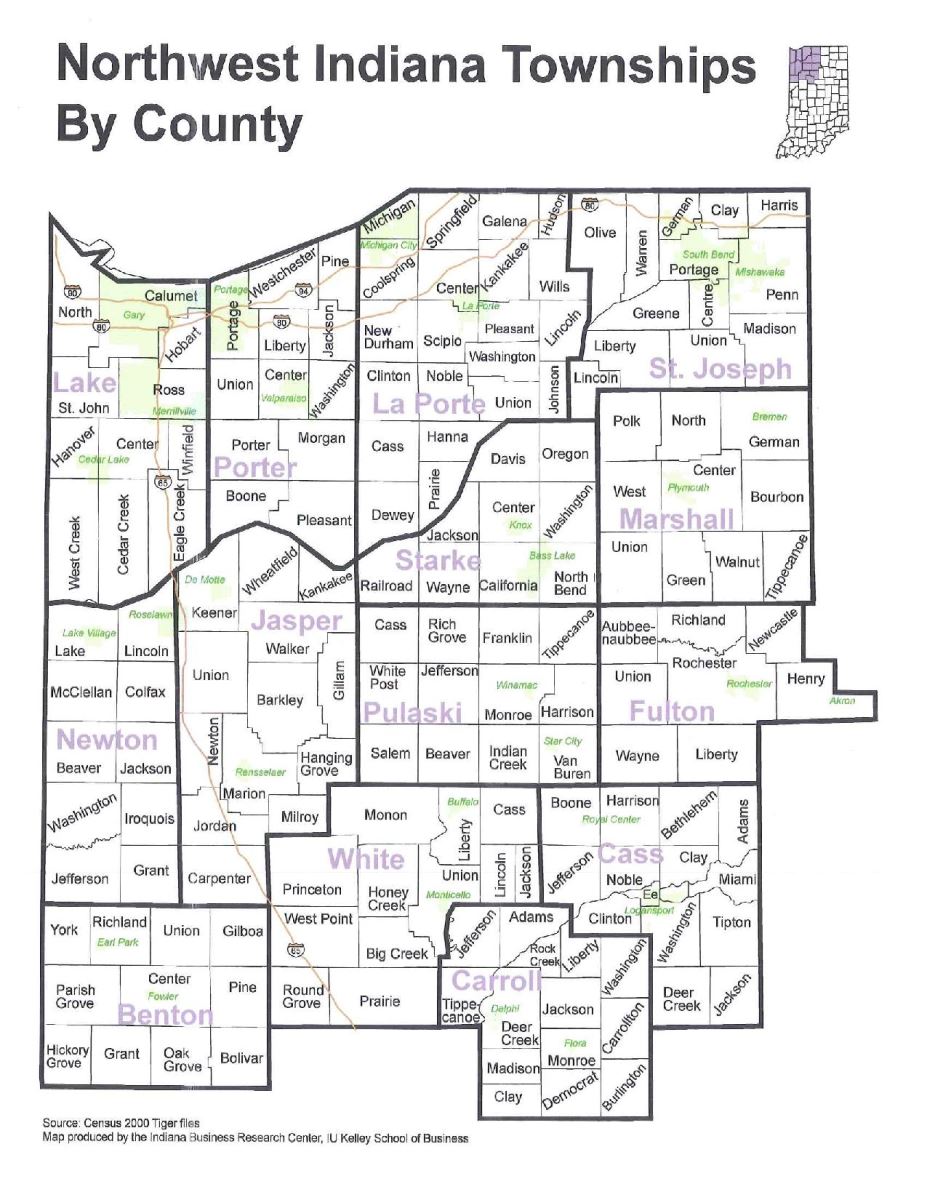 Northwest Indiana Townships By County